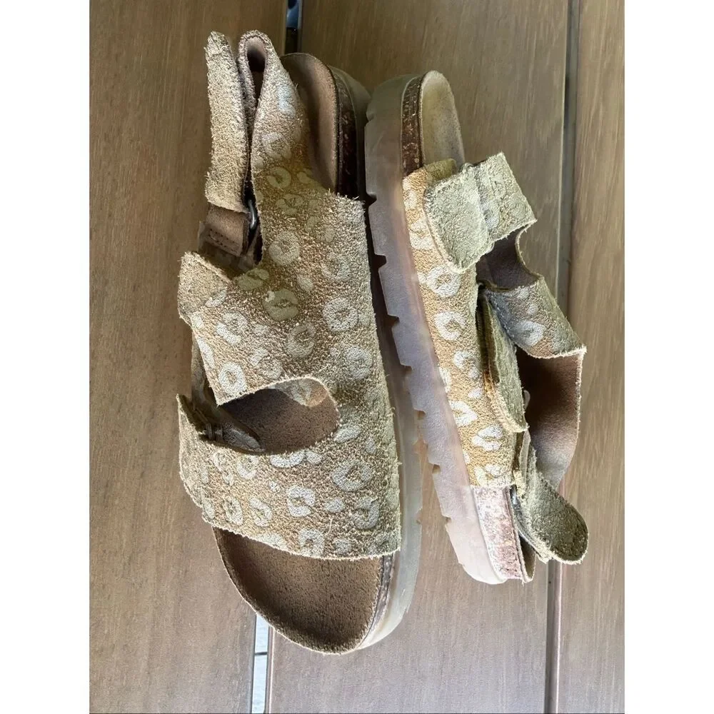 ZARA Kids Leather Strap Sandals Leopard - 25 (8.5/9C US)